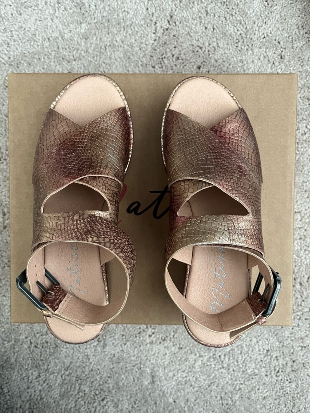 Matisse Rose Gold Textured Platform Sandals